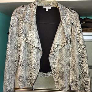 Sofia by Sofia Vergara Black and White Snake Print Pleather Jacket